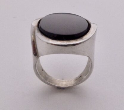 Niels Erik From, black onyx set silver ring, Denmark, 1986 London import mark (Ref S+221HH) SOLD - Image 5