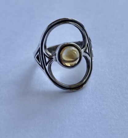 S L Ld (not known), citrine set silver ring, London, 1976 (Ref S+183) SOLD