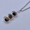 Kultaseppa Salovaara, three stone tiger eye bead set silver pendant on a chain, Finland, circa 1970 (Ref S+243) SOLD - Image 2