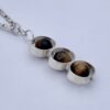 Kultaseppa Salovaara, three stone tiger eye bead set silver pendant on a chain, Finland, circa 1970 (Ref S+243) SOLD - Image 3