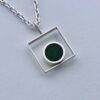 Arne Johansen, nephrite jade set minimalist silver pendant on a chain, Denmark, circa 1975 (Ref S+238) SOLD