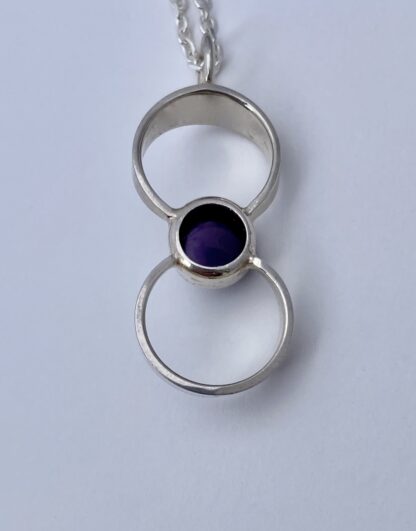 Kultaseppa Salovaara, amethyst set silver pendant on a chain, Finland, circa 1975 (Ref S+253) - Image 5