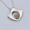 Kultaseppa Salovaara, rhodochrosite set silver pendant on a chain, Finland, circa 1975 (Ref S+245)