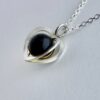 Elis Kauppi for Kupittaan Kulta, tiger eye bead set silver heart pendant on chain, Finland, circa 1975 (Ref S+265) SOLD - Image 3