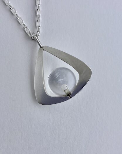 Arne Johansen, tourmalinated quartz bead set silver pendant, Denmark, circa 1970 (Ref S+212HH)