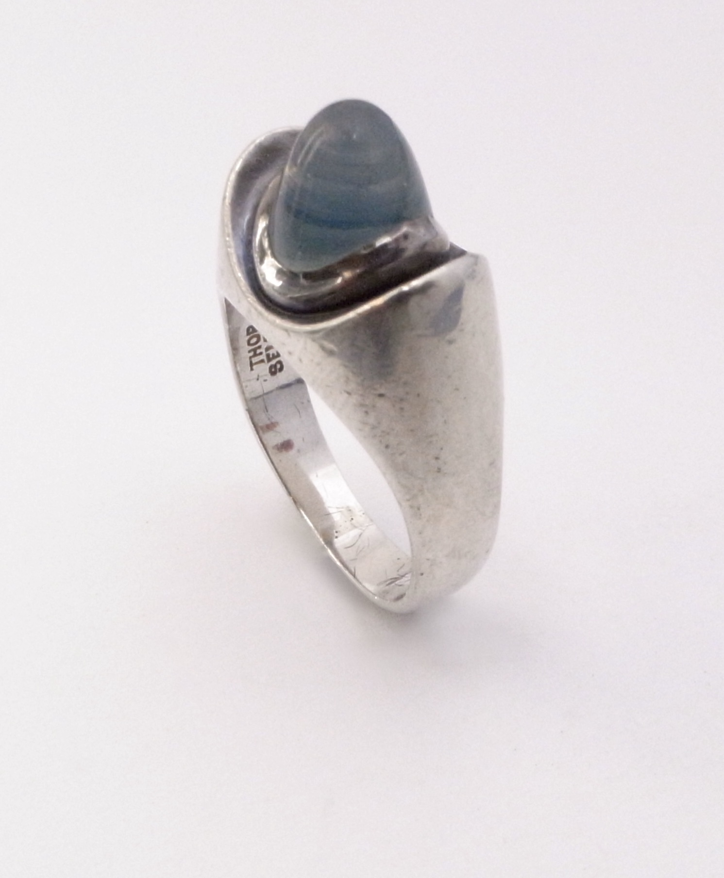 Thor Selzer, moonstone set silver ring, Denmark, circa 1970 (Ref S+350 ...