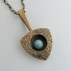 Karl Erik Palmberg, for Alton, simulated turquoise set bronze pendant on chain, Sweden, circa 1975 (Ref S+384HH) SOLD