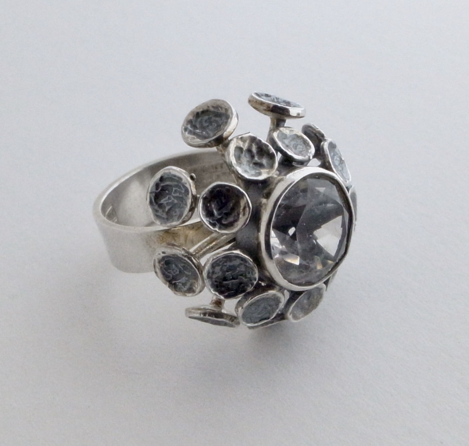 Erik Granit, rock crystal set silver ring, Finland, 1973 (Ref S+406 ...