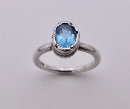 Jane Watling of Lacock, blue topaz set silver 'Tutti Fruitti' ring, London 2008 (Ref S+422) SOLD