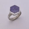 David Scott-Walker, purple paste 'goldstone' set silver ring, Sheffield 2002 (Ref S+426)