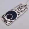 Cado Designs, abstract silver and black resin decorated pendant on a chain, Sheffield 1973 (Ref S+487) SOLD - Image 3