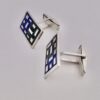 David Lawrence Silverware, pair of silver and enamel cufflinks, Birmingham 1964 (Ref S+489) - Image 2