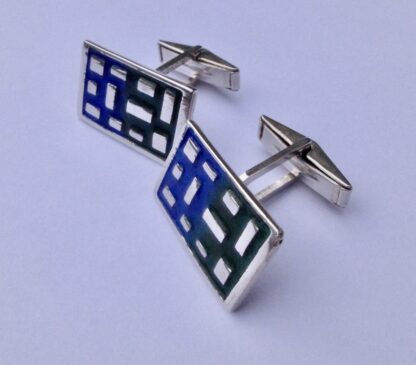 David Lawrence Silverware, pair of silver and enamel cufflinks, Birmingham 1964 (Ref S+489) - Image 3