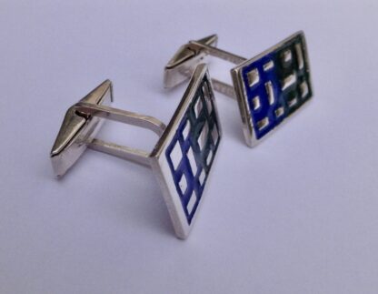 David Lawrence Silverware, pair of silver and enamel cufflinks, Birmingham 1964 (Ref S+489) - Image 4