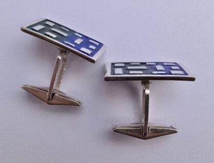 David Lawrence Silverware, pair of silver and enamel cufflinks, Birmingham 1964 (Ref S+489) - Image 5