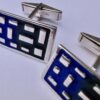 David Lawrence Silverware, pair of silver and enamel cufflinks, Birmingham 1964 (Ref S+489) - Image 6