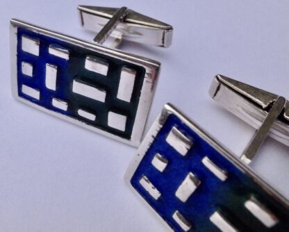 David Lawrence Silverware, pair of silver and enamel cufflinks, Birmingham 1964 (Ref S+489) - Image 6