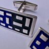 David Lawrence Silverware, pair of silver and enamel cufflinks, Birmingham 1964 (Ref S+489) - Image 7