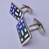 David Lawrence Silverware, pair of silver and enamel cufflinks, Birmingham 1964 (Ref S+489) - Image 9