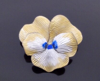 Eigel Jensen for Anton MIchelsen, silver and enamel pansy brooch, Denmark, 1967 London import marks (Ref S+500) SOLD