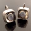 Sigurd Persson for Atelier Stigbert, moonstone set silver 'Cube' earrings, Sweden, 1954-55 (Ref S+519)