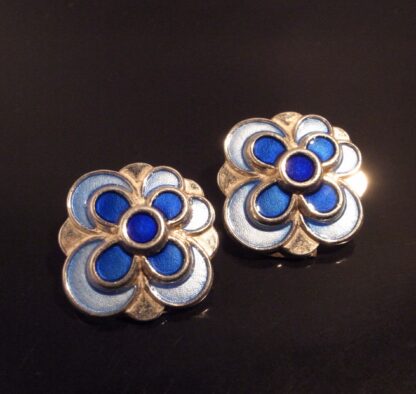 David-Andersen, pair of enamel and silver ear clips, Norway, circa 1970 (Ref S+531HH)