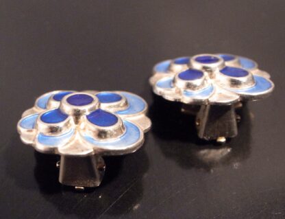 David-Andersen, pair of enamel and silver ear clips, Norway, circa 1970 (Ref S+531HH) - Image 3