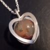 Elis Kauppi for Kupittaan Kulta, moss agate bead set silver heart pendant, Finland, circa 1975 (Ref S+507) SOLD
