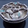 Anonymous, unusual brutalist hardstone set silver plated potpourri bowl, Scandinavian, 1960s (Ref S+597) - Image 2