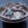 Anonymous, unusual brutalist hardstone set silver plated potpourri bowl, Scandinavian, 1960s (Ref S+597)