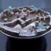 Anonymous, unusual brutalist hardstone set silver plated potpourri bowl, Scandinavian, 1960s (Ref S+597) - Image 5