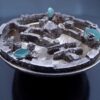 Anonymous, unusual brutalist hardstone set silver plated potpourri bowl, Scandinavian, 1960s (Ref S+597) - Image 6
