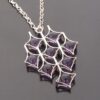 Kultaseppa Salovaara, eight amethyst bead set large silver pendant on chain, Finland, 1975 London import marks (Ref S+296) SOLD - Image 6