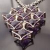 Kultaseppa Salovaara, eight amethyst bead set large silver pendant on chain, Finland, 1975 London import marks (Ref S+296) SOLD - Image 4