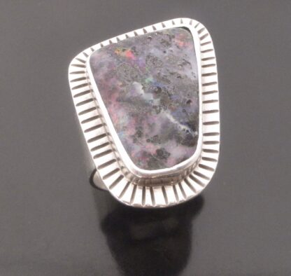 The Dreamer, boulder opal set silver ring, probably North American First Nation, 1980s (Ref S+638) SOLD