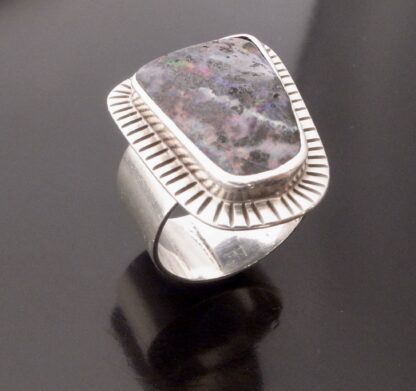 The Dreamer, boulder opal set silver ring, probably North American First Nation, 1980s (Ref S+638) SOLD - Image 5