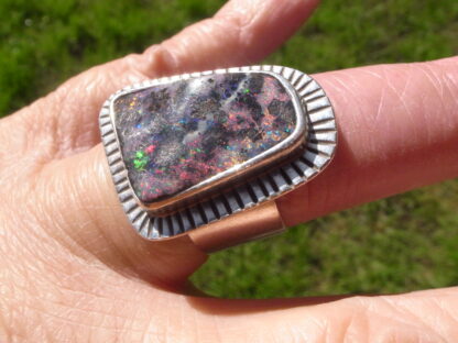 The Dreamer, boulder opal set silver ring, probably North American First Nation, 1980s (Ref S+638) SOLD - Image 10