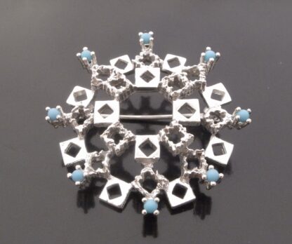 Anonymous, simulated turquoise set silver brooch, possibly German, circa 1970 (Ref S+642) SOLD