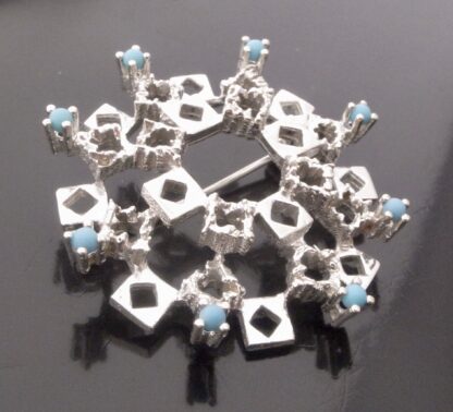 Anonymous, simulated turquoise set silver brooch, possibly German, circa 1970 (Ref S+642) SOLD - Image 2