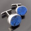 Wally Morgan (Designs) Ltd, pair of lapis lazuli set silver cufflinks, London 1970 (Ref S+661) - Image 2