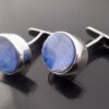 Wally Morgan (Designs) Ltd, pair of lapis lazuli set silver cufflinks, London 1970 (Ref S+661) - Image 3