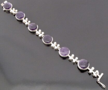 Jorma Laine, for Kultateollisuus Ky (attributed), silver amethyst set bracelet, Finland, 1973 London import mark (Ref S+667) SOLD