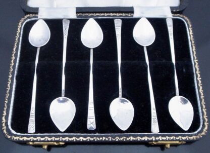 Susannah Mary (Molly) Challoner, harlequin set of six silver Arts and Crafts coffee spoons, London 1952 (Ref S+675) SOLD