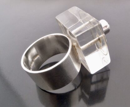 HC (maker not known), silver and acrylic ring set with a cubic zirconia, Birmingham 1997 (Ref S+680) SOLD - Image 3