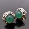 Shipton & Co (attributed), pair of chrysoprase cabochon set ear studs, Birmingham 1950s (Ref S+715) SOLD - Image 3