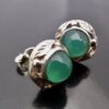 Shipton & Co (attributed), pair of chrysoprase cabochon set ear studs, Birmingham 1950s (Ref S+715) SOLD - Image 2