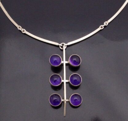 Niels Erik From, amethyst set silver pendant on chain, Denmark, circa 1972 (Ref S+718) SOLD