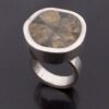 Jens Asby, hardstone set silver ring, Denmark, 1972 London import marks (Ref S+697)