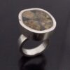 Jens Asby, hardstone set silver ring, Denmark, 1972 London import marks (Ref S+697) - Image 2