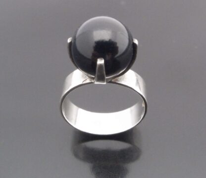 A.J Co (maker not known), large black onyx  bead set ring, Birmingham 1972 (Ref S+704) SOLD